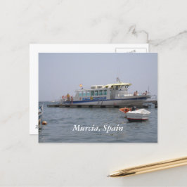 Cartão Postal Murcia, barco de Espanha na água