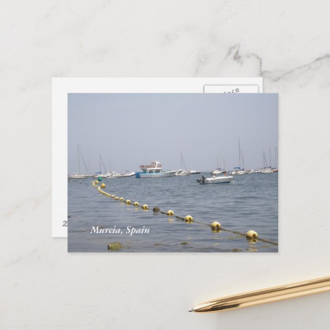Cartão Postal Múrcia, barcos Espanhas no porto (Frente/Verso In Situ)