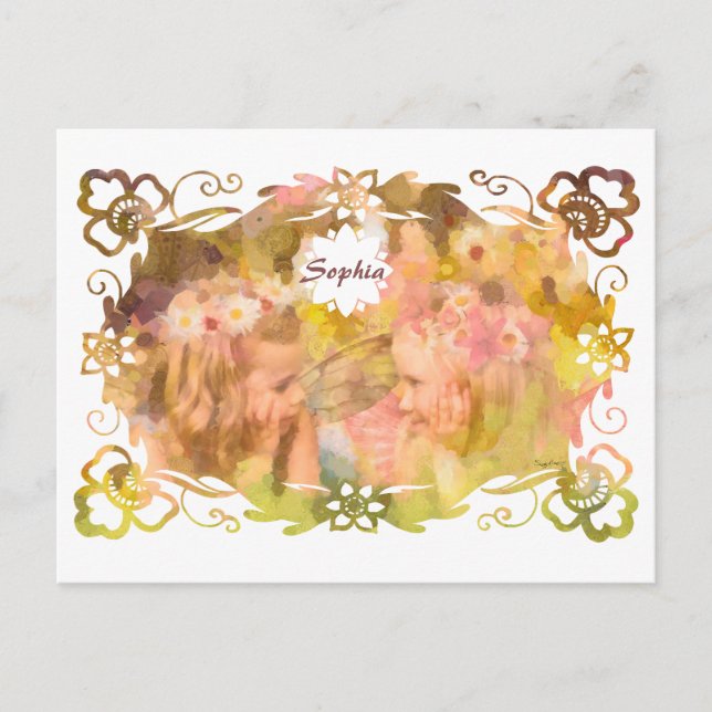 Cartão Postal Murmurinhos de Magia: Duas Amigas Fadas em um Jard (Frente)