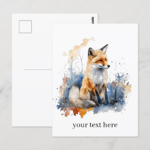 Cartão Postal Murmurios da Raposa Selvagem em Aquarela, personal