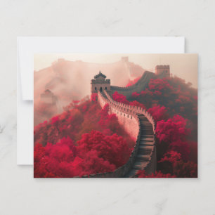 Cartão Postal Muro de excelente da China no outono - Vermelho Cê