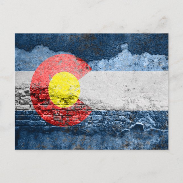 Cartão Postal muro de tijolos do Colorado flag (Frente)
