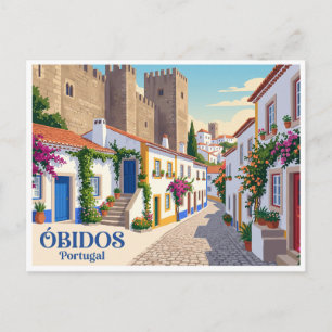Cartão Postal Muros do Castelo de Óbidos Portugal
