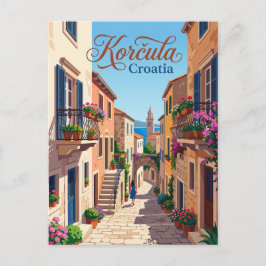 Cartão Postal Muros Velhos de Korčula Croácia