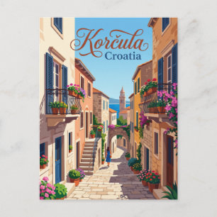 Cartão Postal Muros Velhos de Korčula Croácia