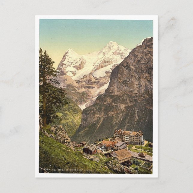 Cartão Postal Murren, Hotel des Alps, Bernese Oberland, Switzerl (Frente)