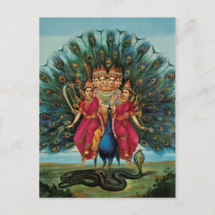 Cartão Postal Murugan Kartikeyan Skanda Subrahmanyan Hindu Deity