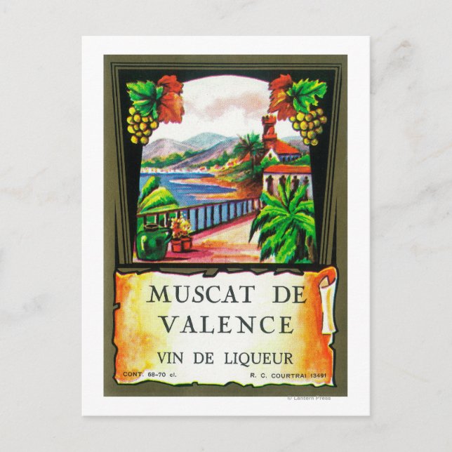 Cartão Postal Muscat De Valence Wine LabelEurope (Frente)