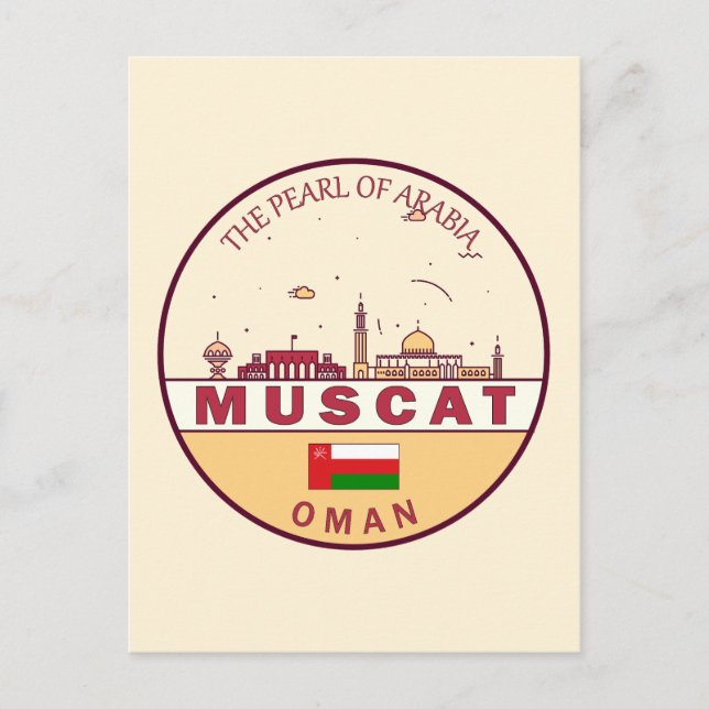 Cartão Postal Muscat Oman City Skyline Emblem (Frente)