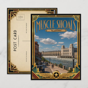Cartão Postal Muscle Shoals Alabama Arte Deco Vintage Idade Dour