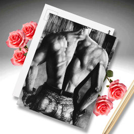 Cartão Postal Muscular Male Back in In Tight Jeans Cool Art