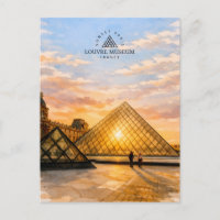 Museu do Louvre Pôr do Sol Paris França | Aquarela