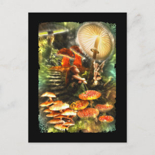 Cartão Postal Mushroom Fairies Fantasy