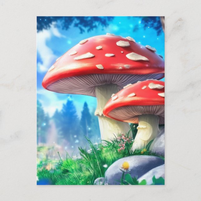 Cartão Postal Mushroom Forest Fantasy Art (Frente)