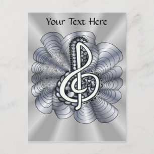 Cartão Postal Music Treble Clef Silver