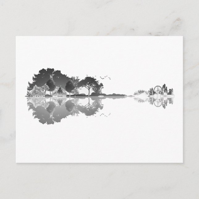 Cartão Postal Música da Natureza: Forest Landscape Guitar Art (Frente)