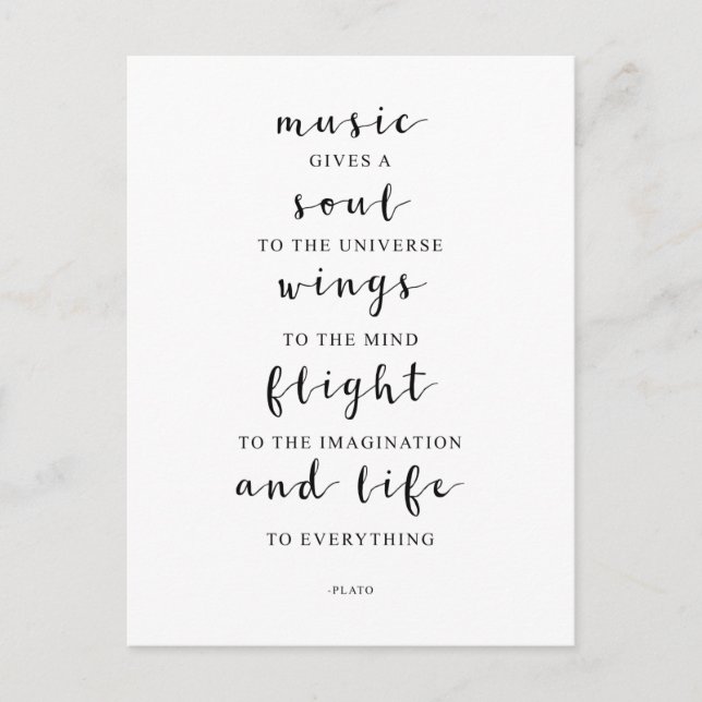 Cartão Postal Música Dá Uma Alma Ao Universo, Citando Platão (Frente)