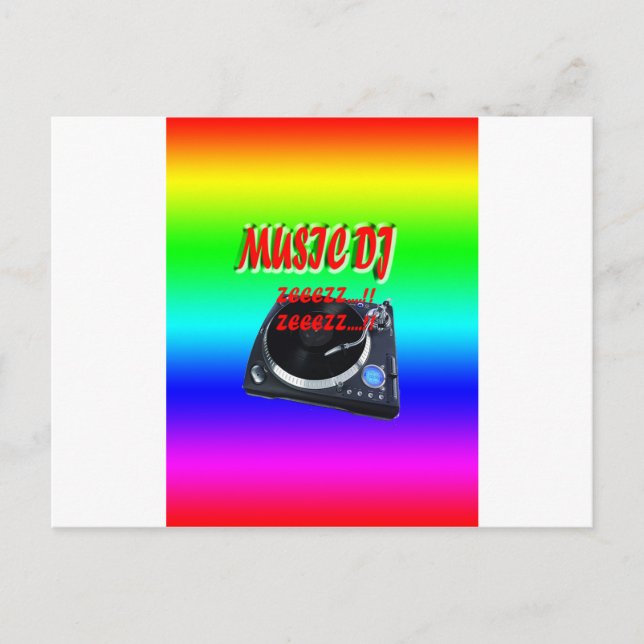 Cartão Postal Música Dj com plano de fundo (Frente)