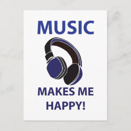 Cartão Postal Música Fone De Ouvido Me Torna Música Feliz