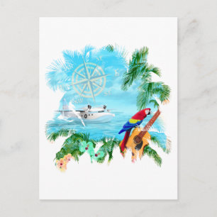 Cartão Postal Música tropical de praia