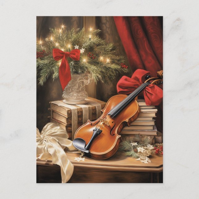 Cartão Postal Música Violina de Natal (Frente)