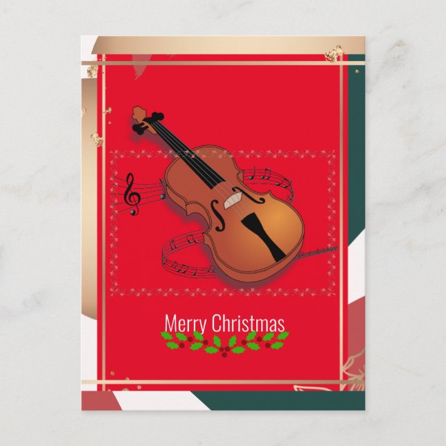 Cartão Postal Música Violina de Natal, Colorida, (Frente)