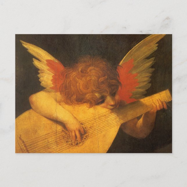 Cartão Postal Musical Angel Tocando Luta por Rosso Fiorentino (Frente)