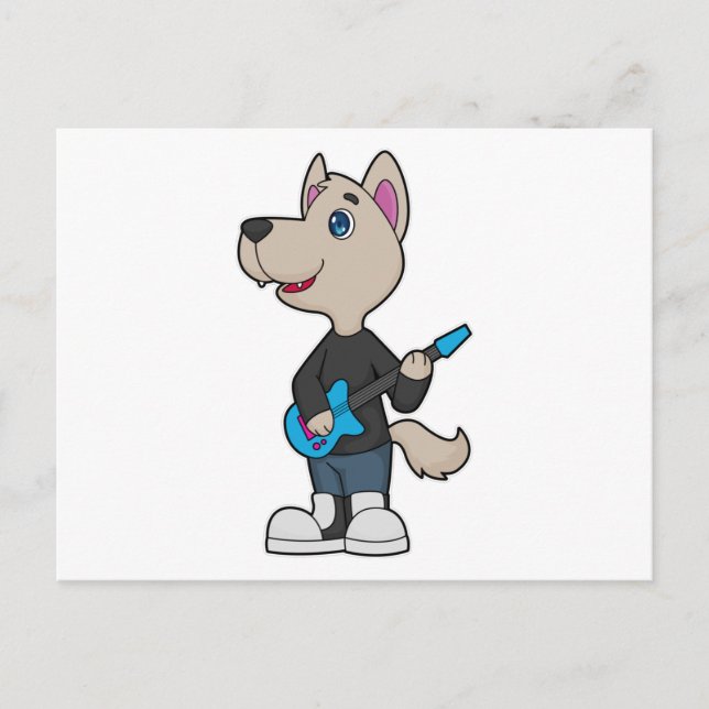 Cartão Postal Musical do Cão Música do Violão (Frente)