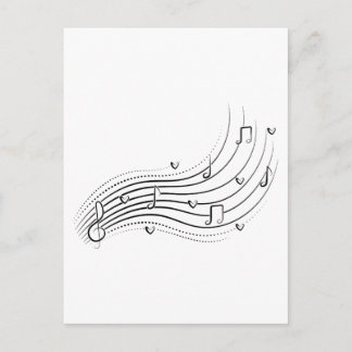 Cartão Postal Musical note wave, black line clipart