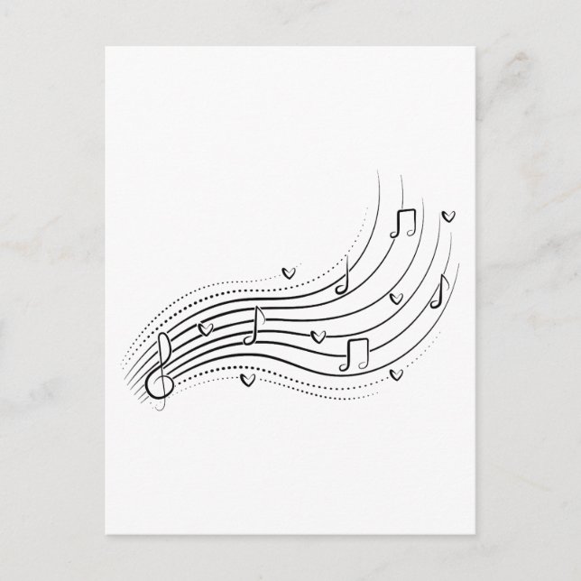 Cartão Postal Musical note wave, black line clipart (Frente)