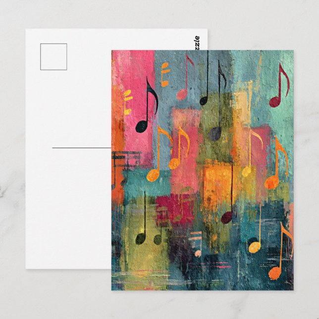 Cartão Postal Musical Theme Abstract Art (Frente/Verso)