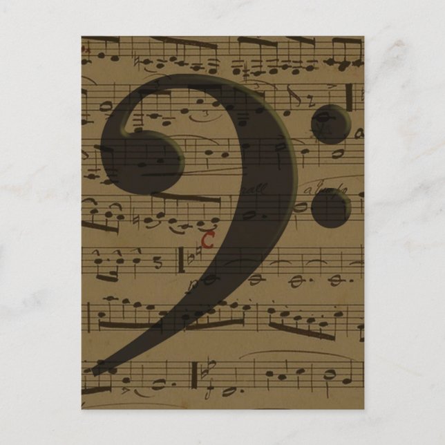 Cartão Postal Musical Treble Clef Sheet Music Classic (Frente)