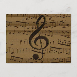 Cartão Postal Musical Treble Clef Sheet Music Classic