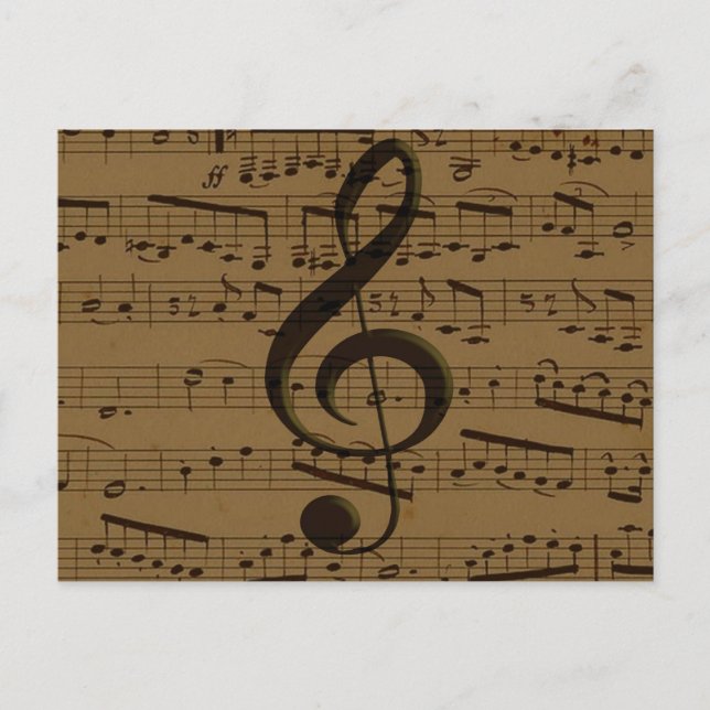 Cartão Postal Musical Treble Clef Sheet Music Classic (Frente)