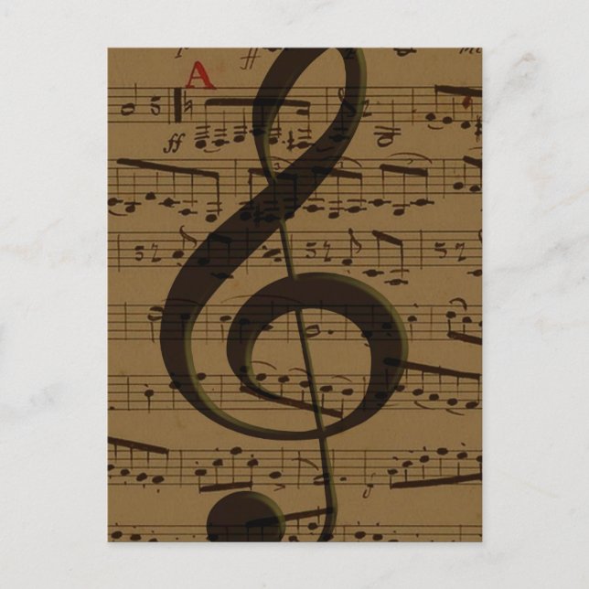 Cartão Postal Musical Treble Clef Sheet Music Classic (Frente)
