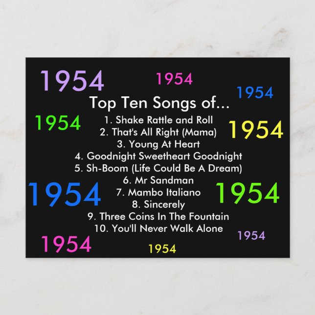 Cartão Postal Músicas de 1954 (Frente)