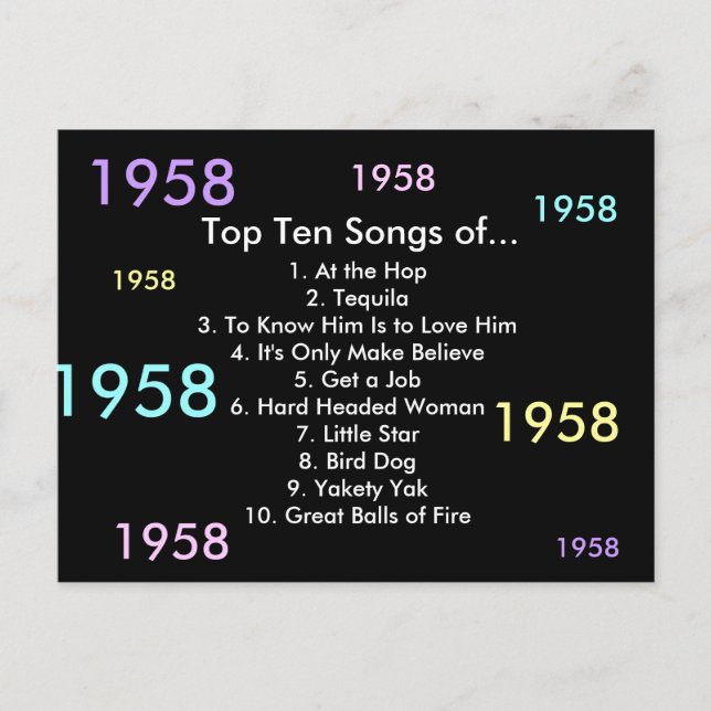 Cartão Postal Músicas de 1958 (Frente)