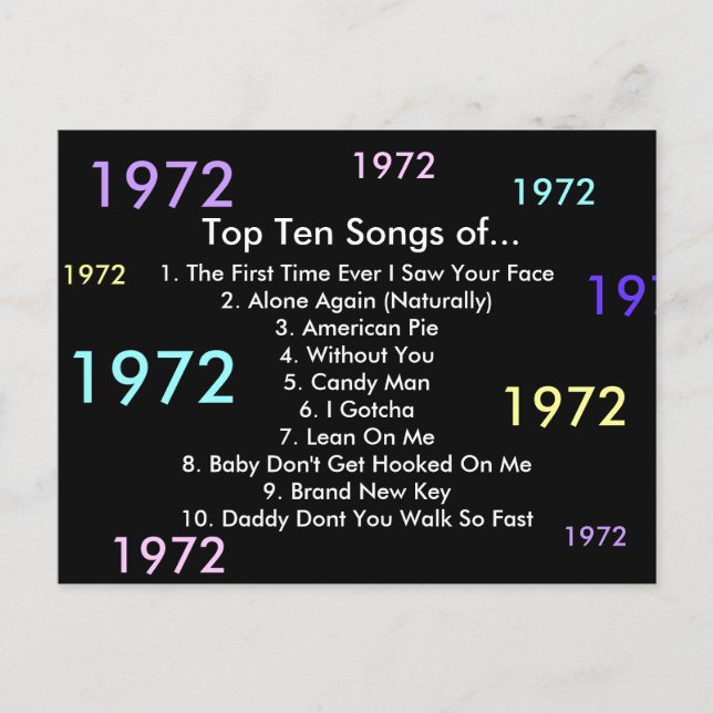 Cartão Postal Músicas de 1972 (Frente)