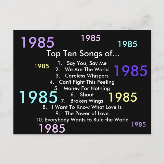 Cartão Postal Músicas de 1985 (Frente)