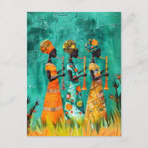 Cartão Postal Músicos africanos em vestidos tradicionais