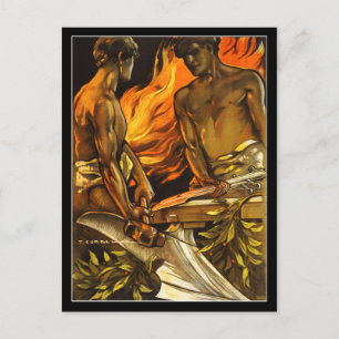 Cartão Postal Músicos, sem camisa trabalhando em uma forja