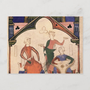 Cartão Postal Músicos tocando castanholas e um saltério