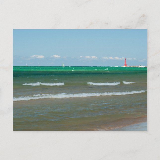 Cartão Postal Muskegon Pier Light, Muskegon, Michigan (Frente)