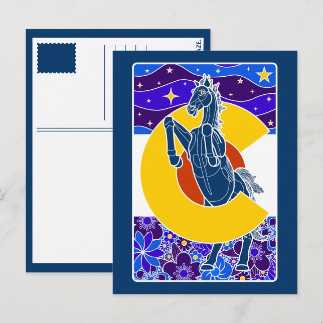 Cartão Postal mustang azul do colorado (Frente/Verso)