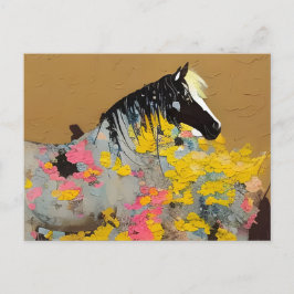 Cartão Postal Mustang no Cartaz de Flores Selvagens do Deserto