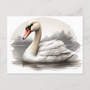 Cartão Postal Mute swan em água