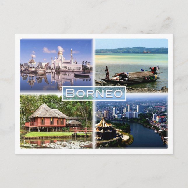 Cartão Postal MY Brunei - Indonésia - Borneo - Mesquita Omar Ali (Frente)