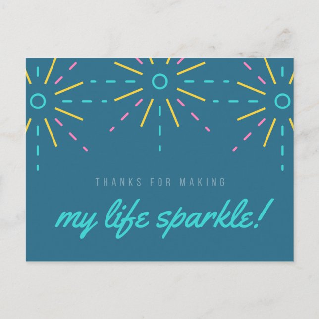 Cartão Postal My Life Sparkle Inspirational Quote Watercolor Blu (Frente)