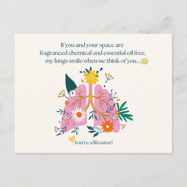 Cartão Postal My Lungs Smile When We Think of You (Frente)