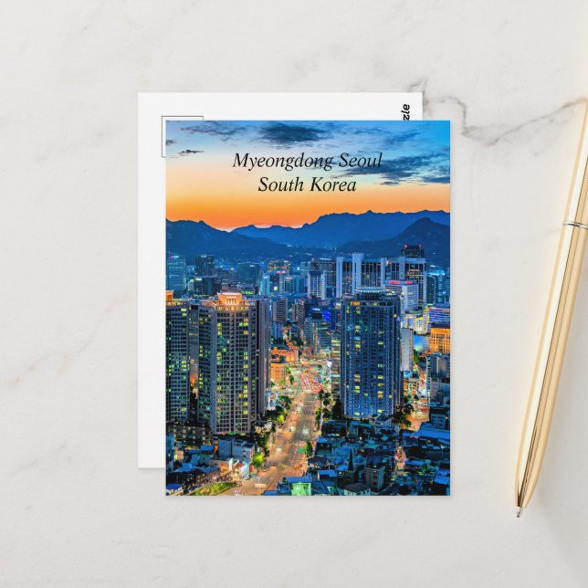 Cartão Postal Myeongdong, Seul, Coreia do Sul (Frente/Verso In Situ)